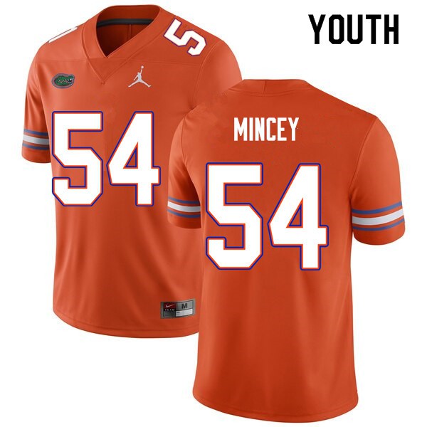 Youth #54 Gerald Mincey Florida Gators College Football Jersey Orange